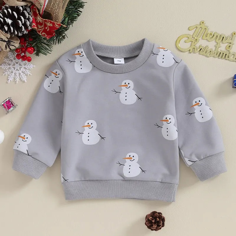 Toddler Snowman Sweatshirt - Winter Snowman Print - Gathering Littles