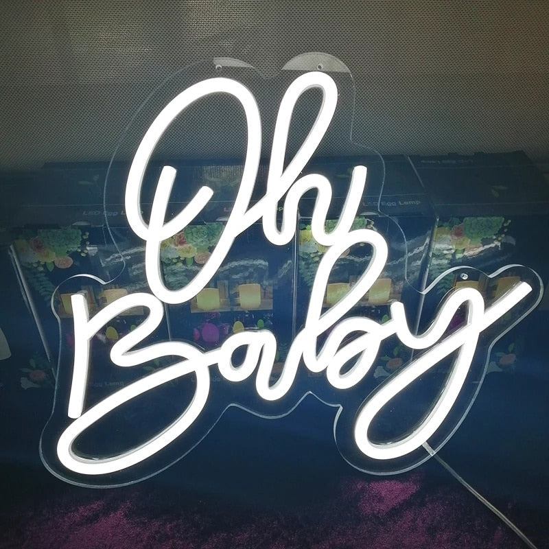 Oh Baby LED Neon Sign - Baby Shower Decor - Gathering Littles