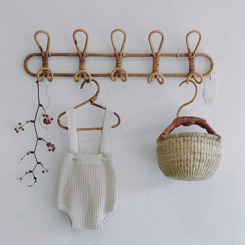 Bamboo Rattan Wall Hooks for Baby Nursery