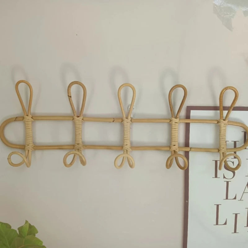 Bamboo Rattan Wall Hooks for Baby Nursery