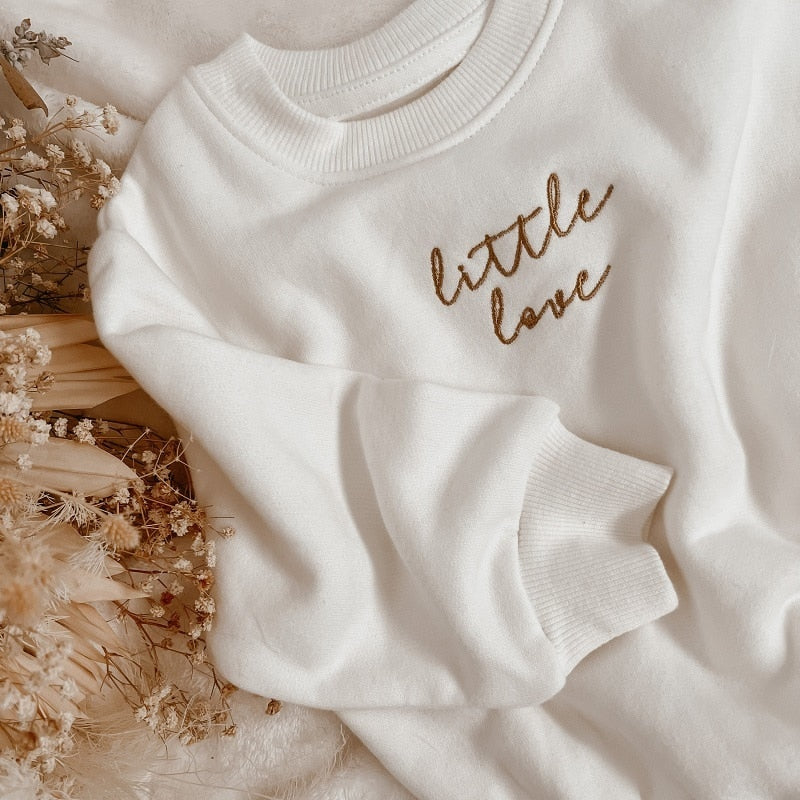 Baby Romper, Baby Crewneck Sweatshirt Romper with Embroidery - Gathering Littles