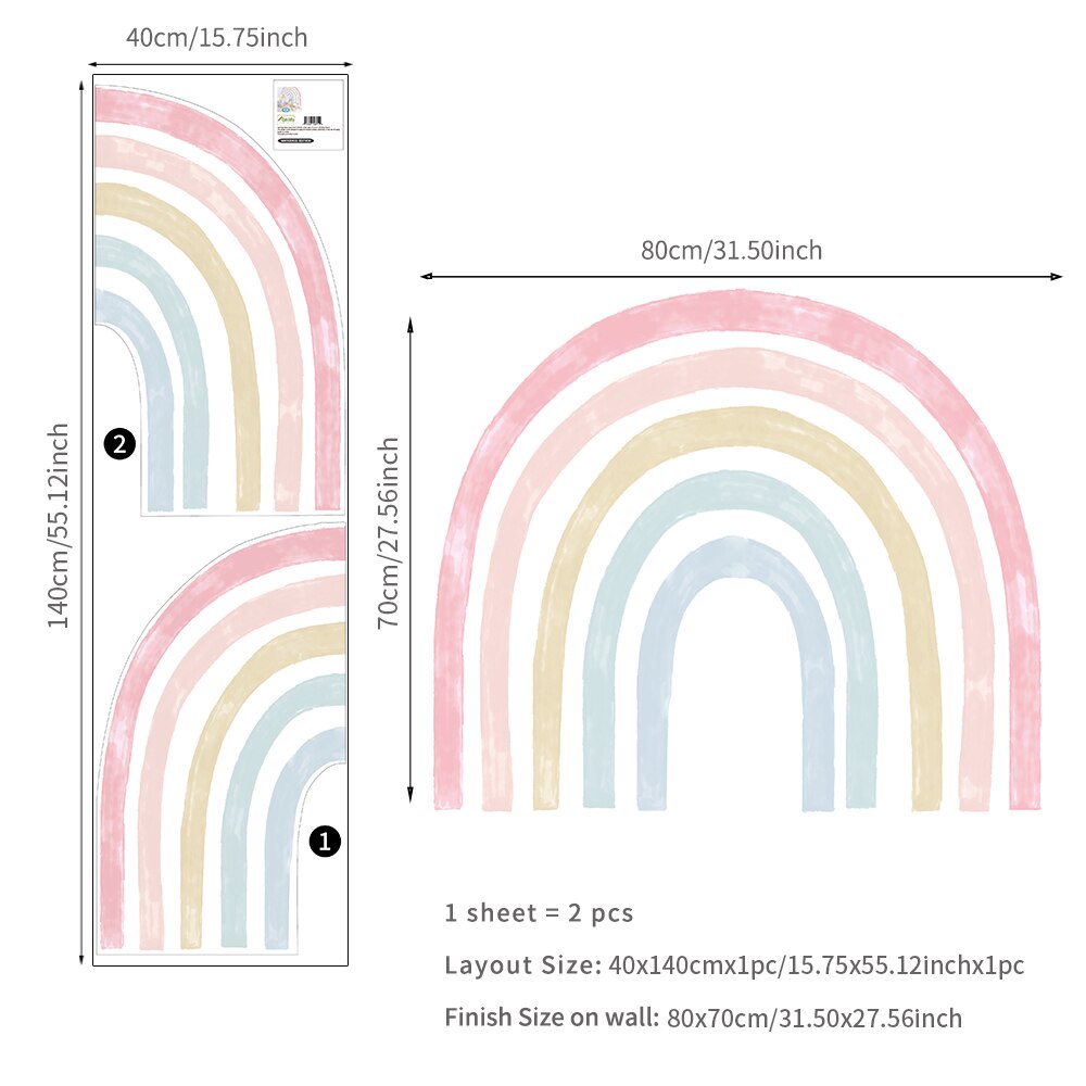 Watercolor Rainbow Nursery Wall Decals - Gathering Littles