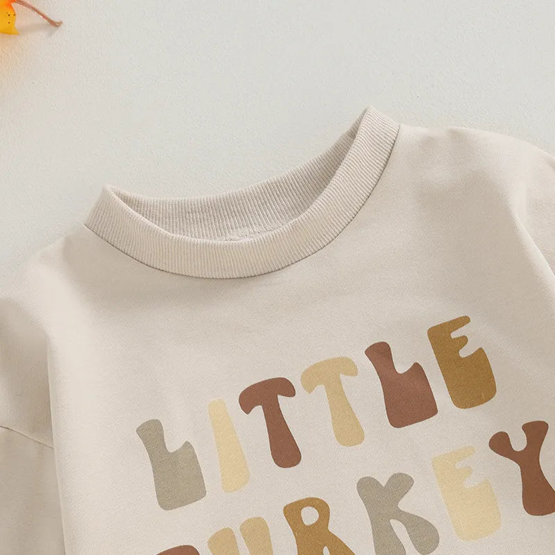 Newborn Baby Thanksgiving Sweatshirt Romper, Little Turkey Baby Onesie - Gathering Littles