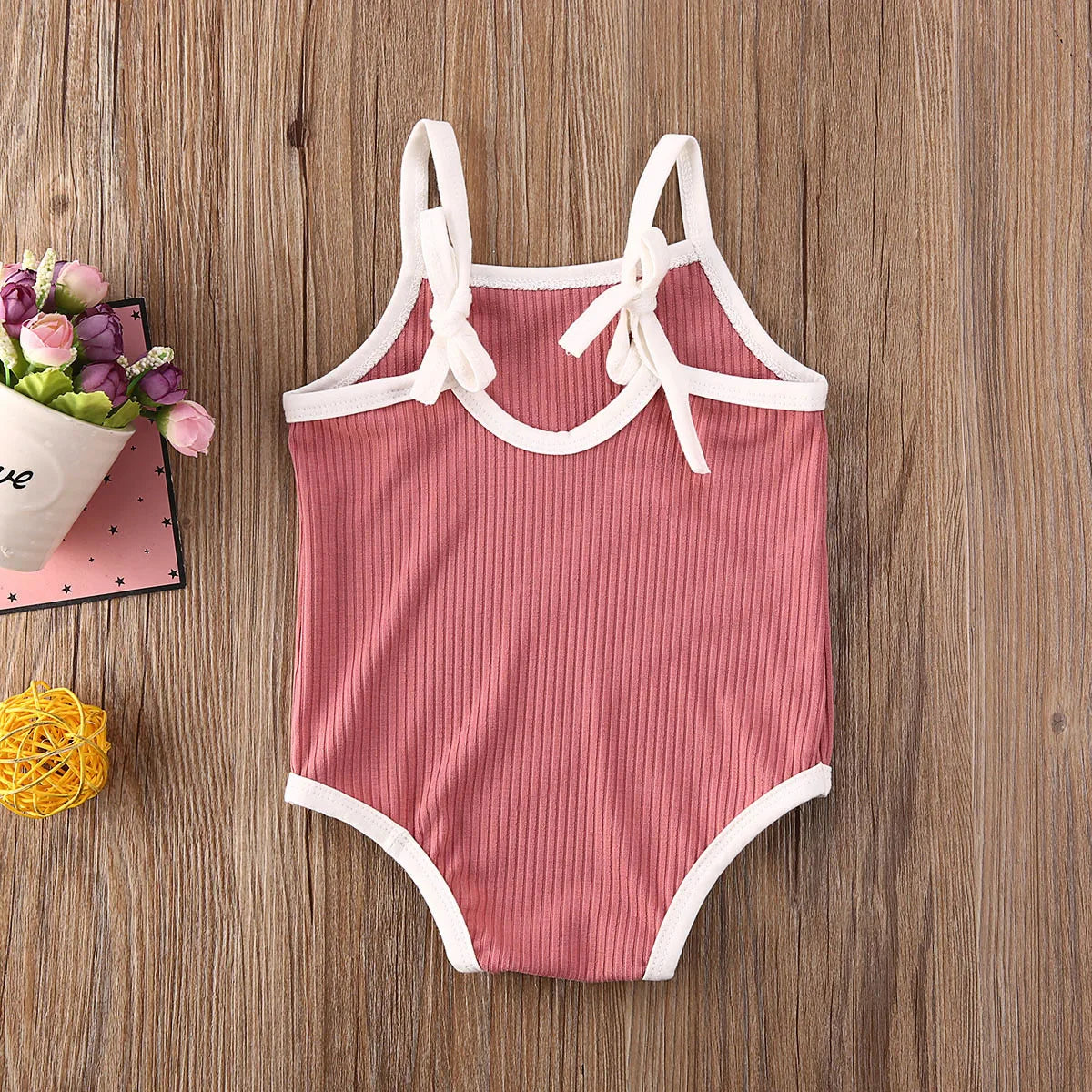 Baby Toddler Girl Ribbed Knit Bathing Suit