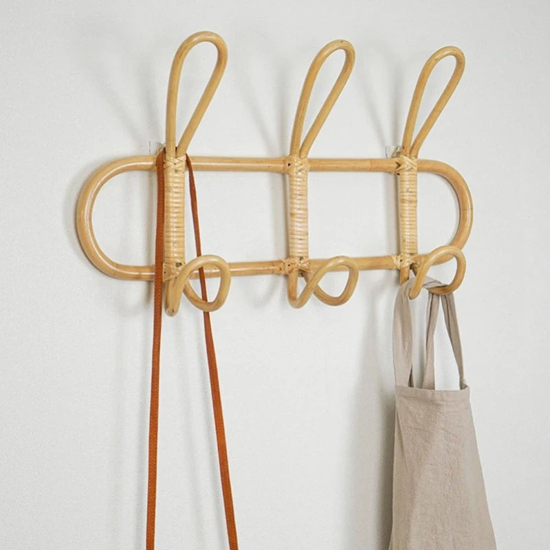 Bamboo Rattan Wall Hooks for Baby Nursery