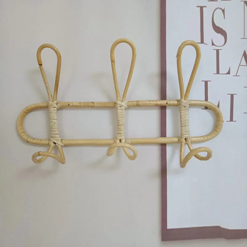 Bamboo Rattan Wall Hooks for Baby Nursery