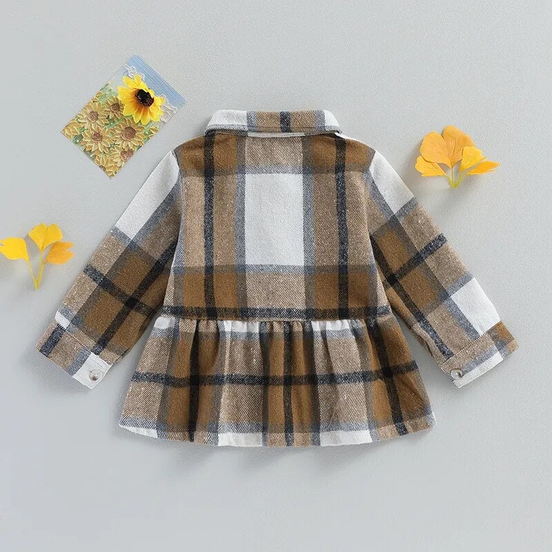 Toddler Brown Plaid Winter Dress, Plaid Outfit for Winter - Gathering Littles