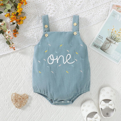 First Birthday Embroidered Corduroy Jumper