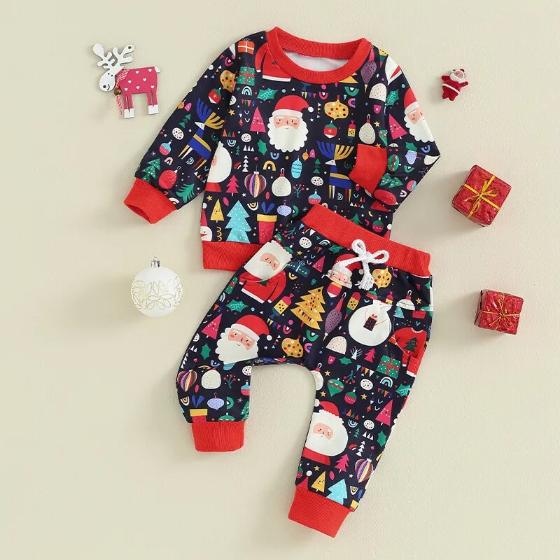 Toddler Christmas Outfit - Long Sleeve Sweatshirt and Pants Set - Gathering Littles