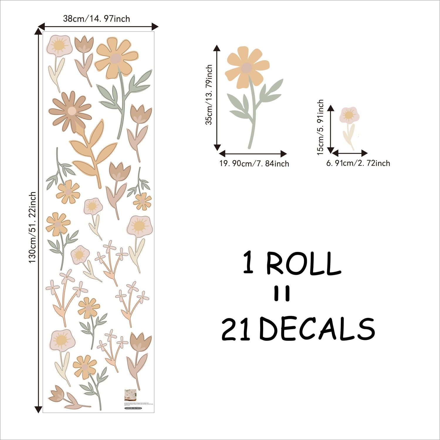 Funlife® Boho Flower Wall Decals Peel and Stick Self Adhesive Wall Stickers for Nursery Baby Room Wall Decor - Gathering Littles