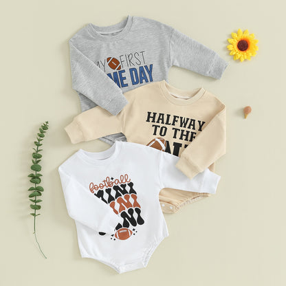 Infant Baby Game Sweatshirt Jumpsuit Cartoon Letter Print Long Sleeve Cotton Bodysuits Romper Toddler Baby Boys Clothes Tops - Gathering Littles