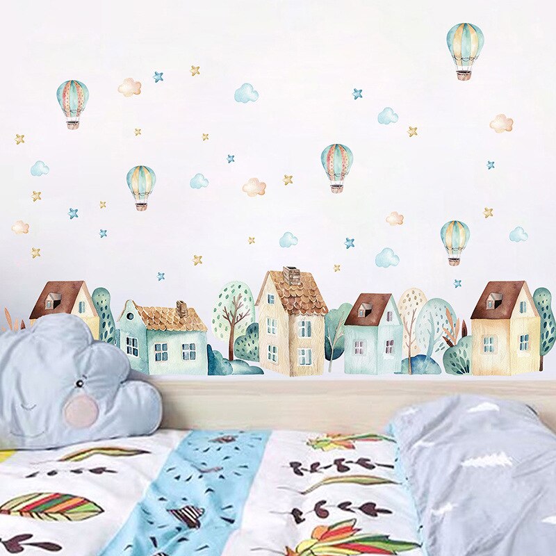 Watercolor Hot Air Balloon Wall Stickers for Baby Nursery - Gathering Littles