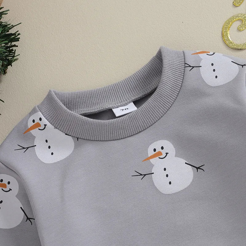 Toddler Snowman Sweatshirt - Winter Snowman Print - Gathering Littles