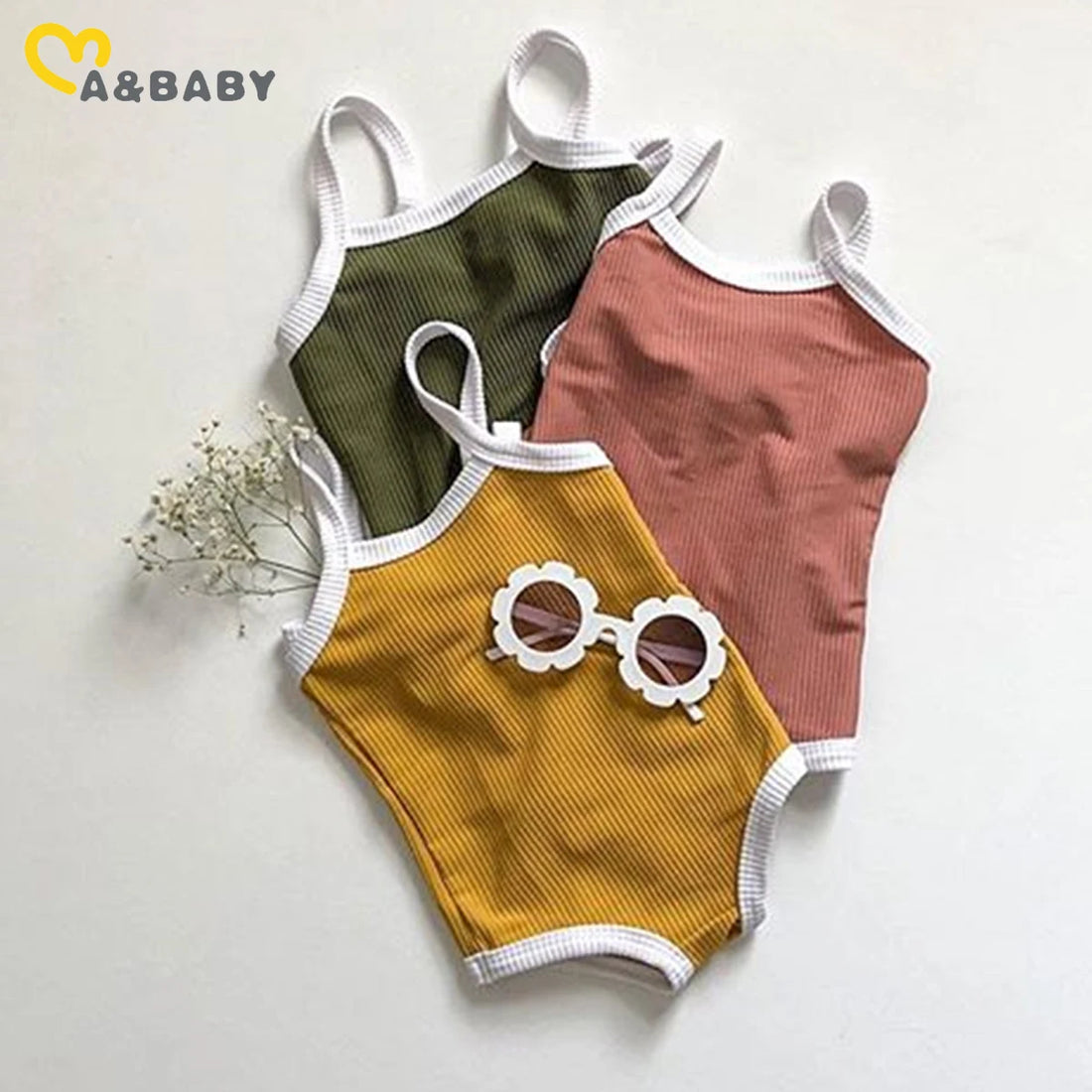 Baby Toddler Girl Ribbed Knit Bathing Suit