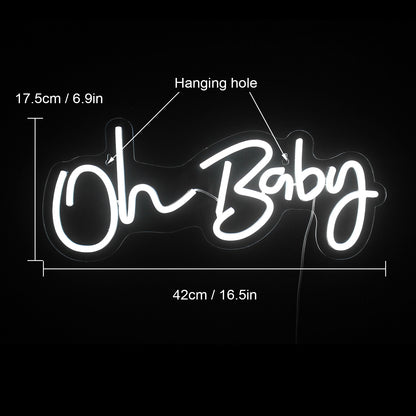 Oh Baby LED Neon Sign - Baby Shower Decor - Gathering Littles