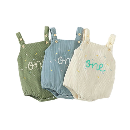 First Birthday Embroidered Corduroy Jumper
