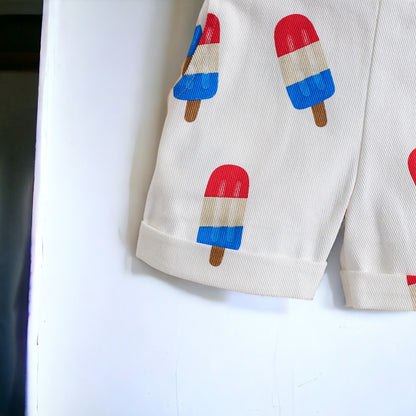 July 4th Ice Pop Denim Overalls Toddler