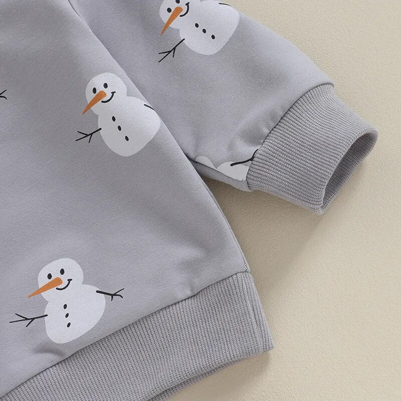 Toddler Snowman Sweatshirt - Winter Snowman Print - Gathering Littles