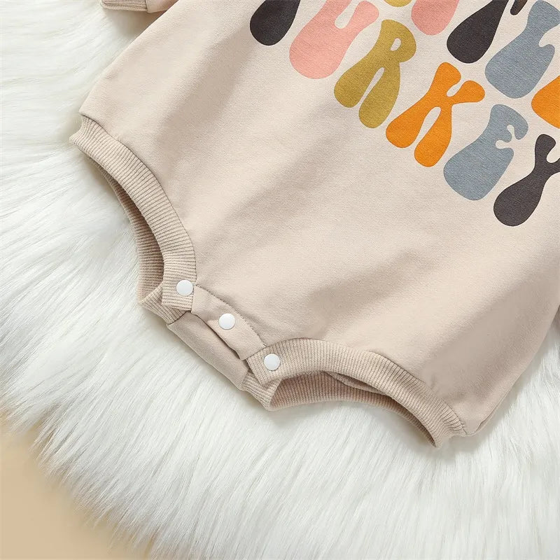 Newborn Thanksgiving Outfit, Little Turkey Bubble Romper - Gathering Littles