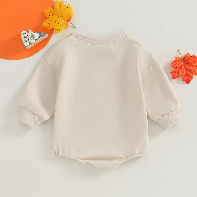 Newborn Baby Thanksgiving Sweatshirt Romper, Little Turkey Baby Onesie - Gathering Littles