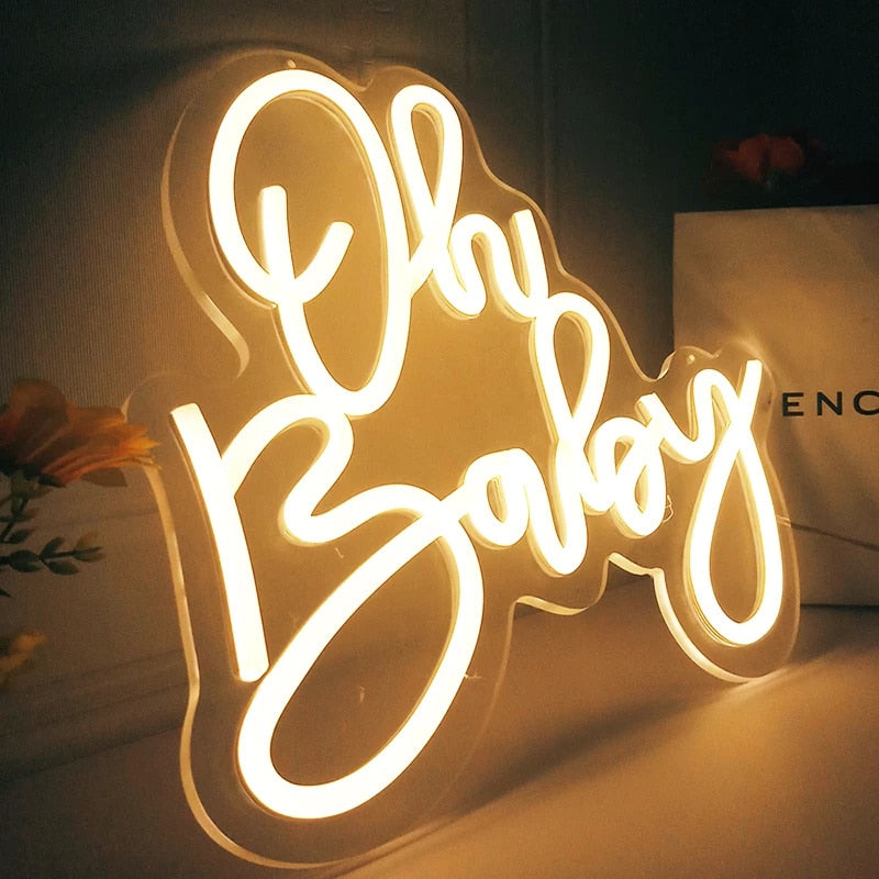 Oh Baby LED Neon Sign - Baby Shower Decor - Gathering Littles