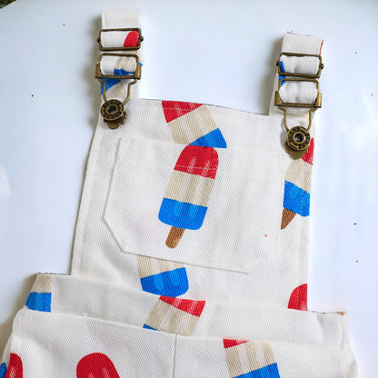 July 4th Ice Pop Denim Overalls Toddler