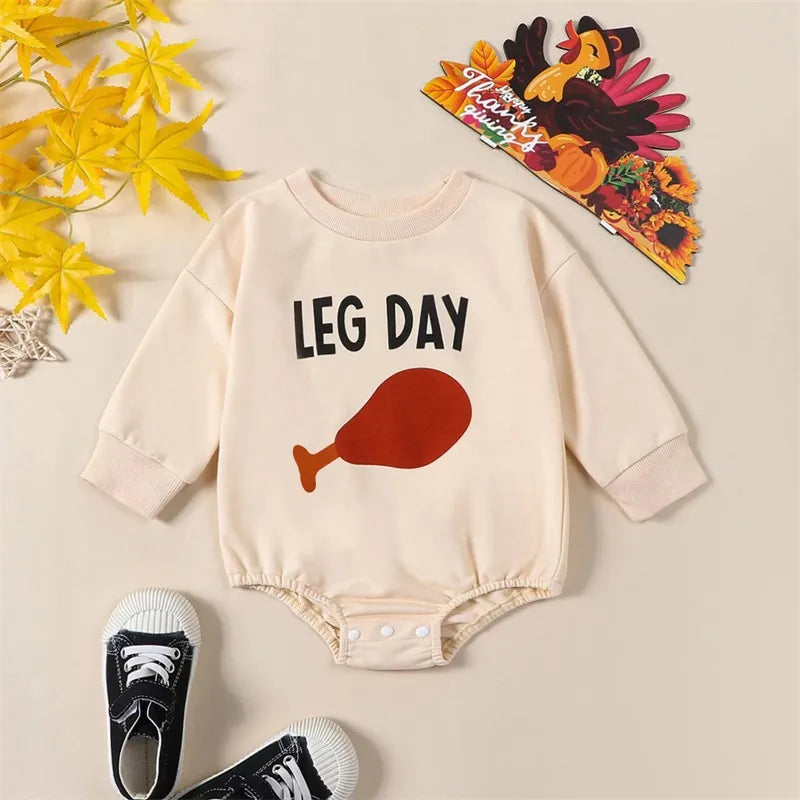 Thanksgiving Day &quot;Leg Day&quot; Long-Sleeved Onesie - Gathering Littles