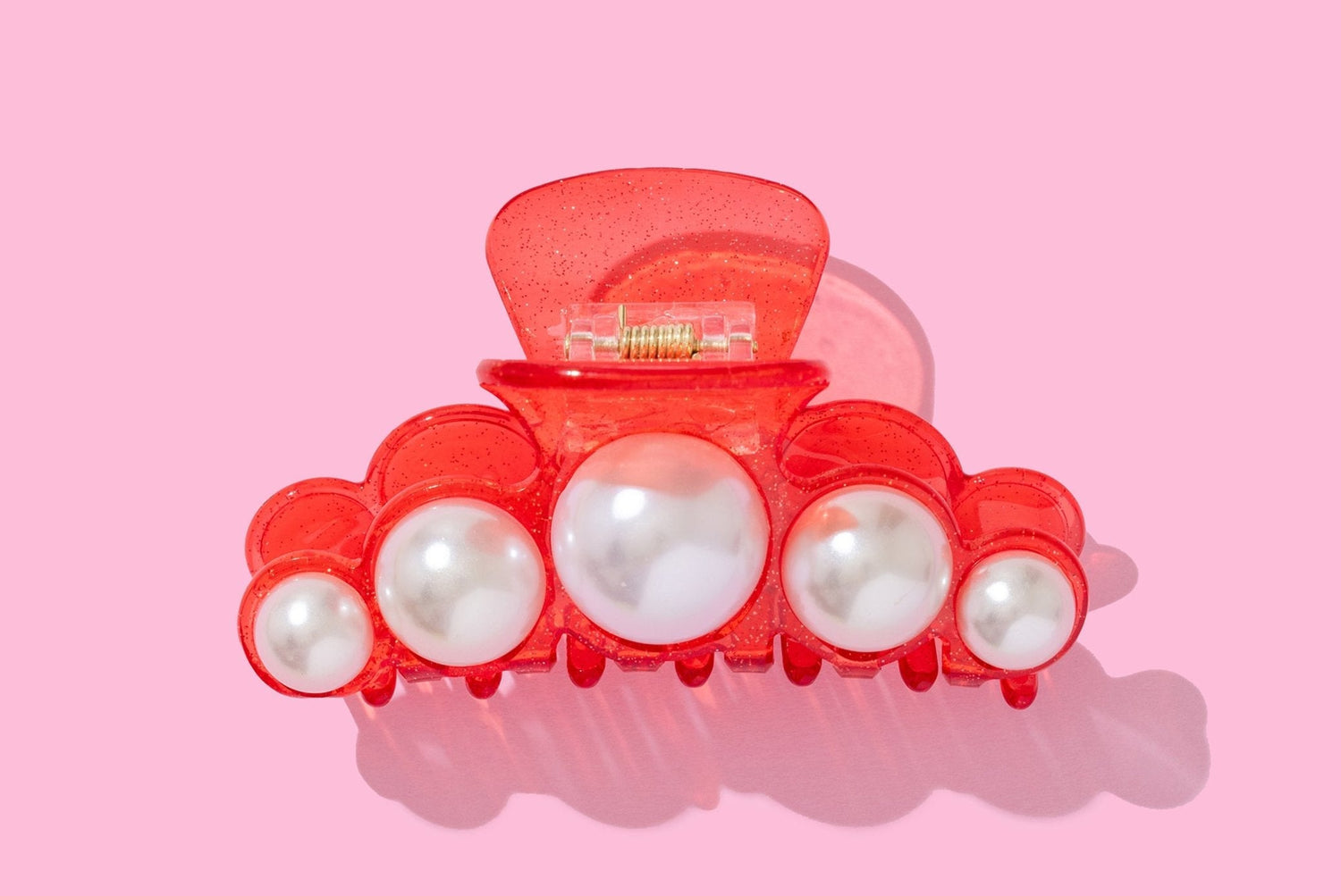 Red + Pearl Claw Clip