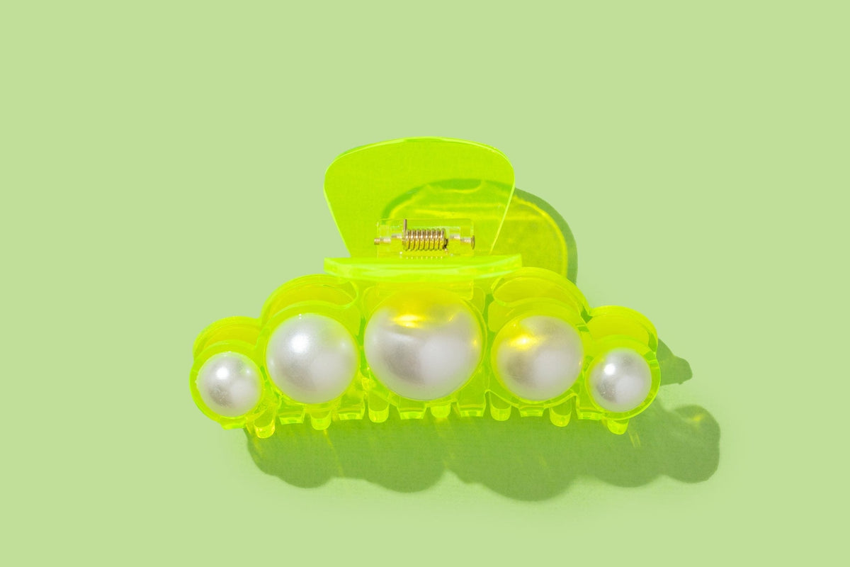 Neon Green + Pearl Claw Clip