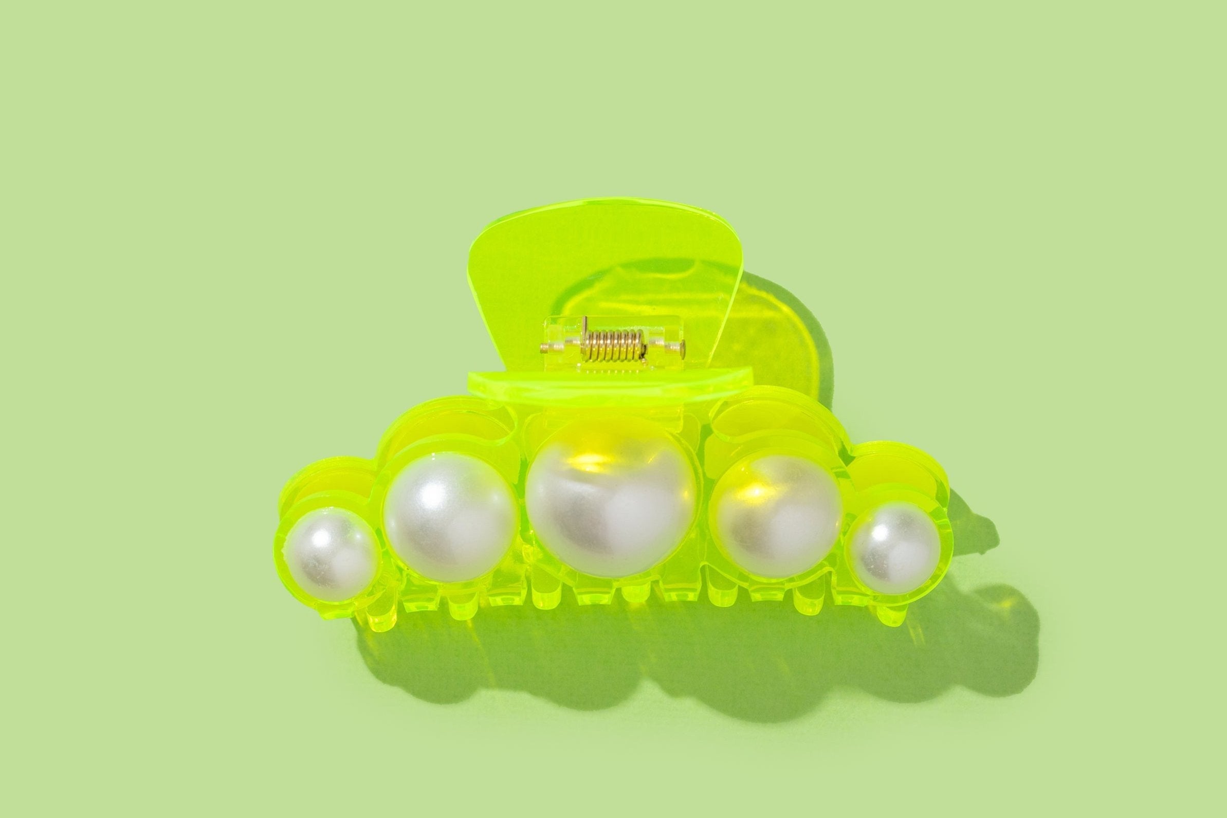 Neon Green + Pearl Claw Clip