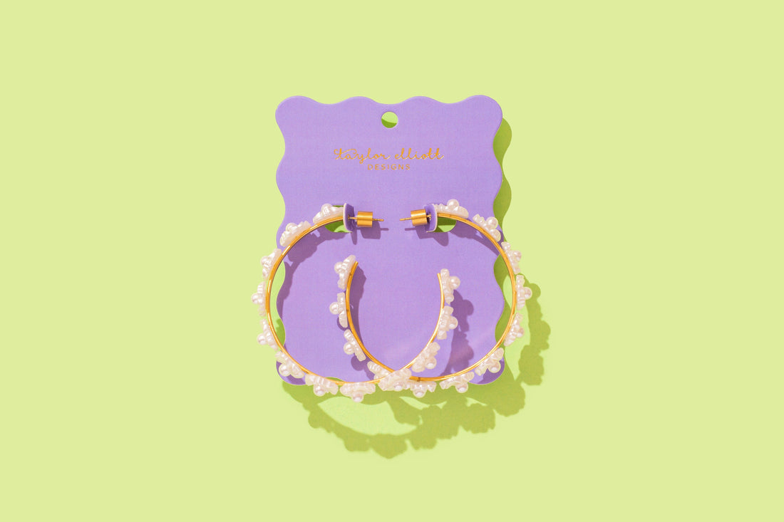 Amelia Pearl Flower Large Hoop