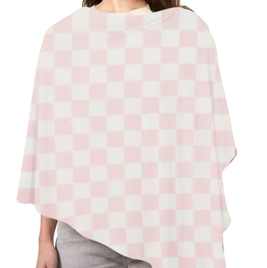 Sugar Pink &amp; White Checkered Carseat Cover
