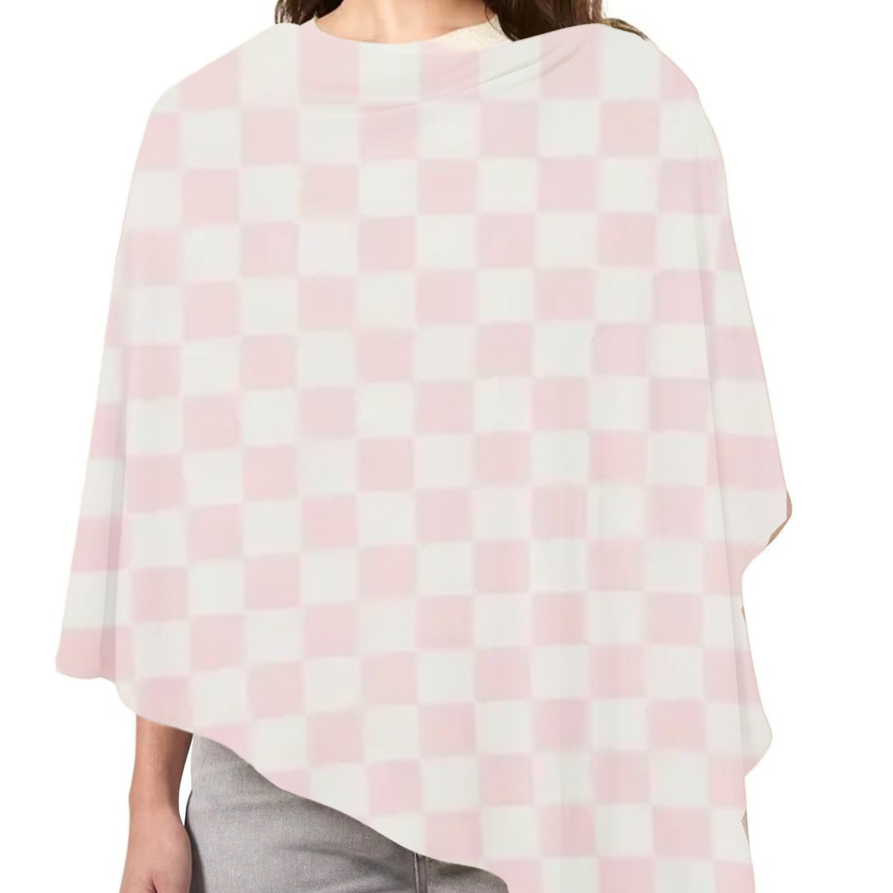 Sugar Pink &amp; White Checkered Carseat Cover