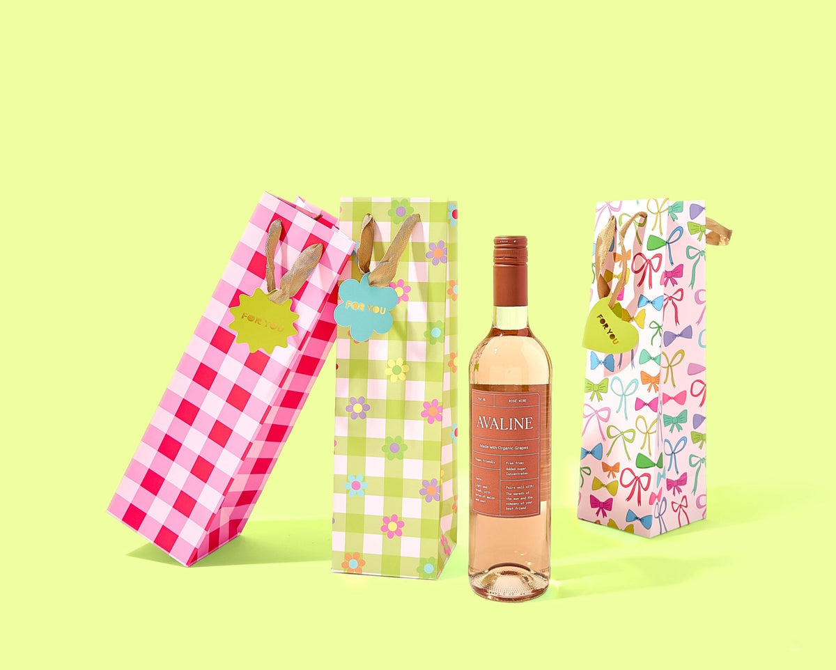 Gingham Flowers Gift Bags (3 sizes)