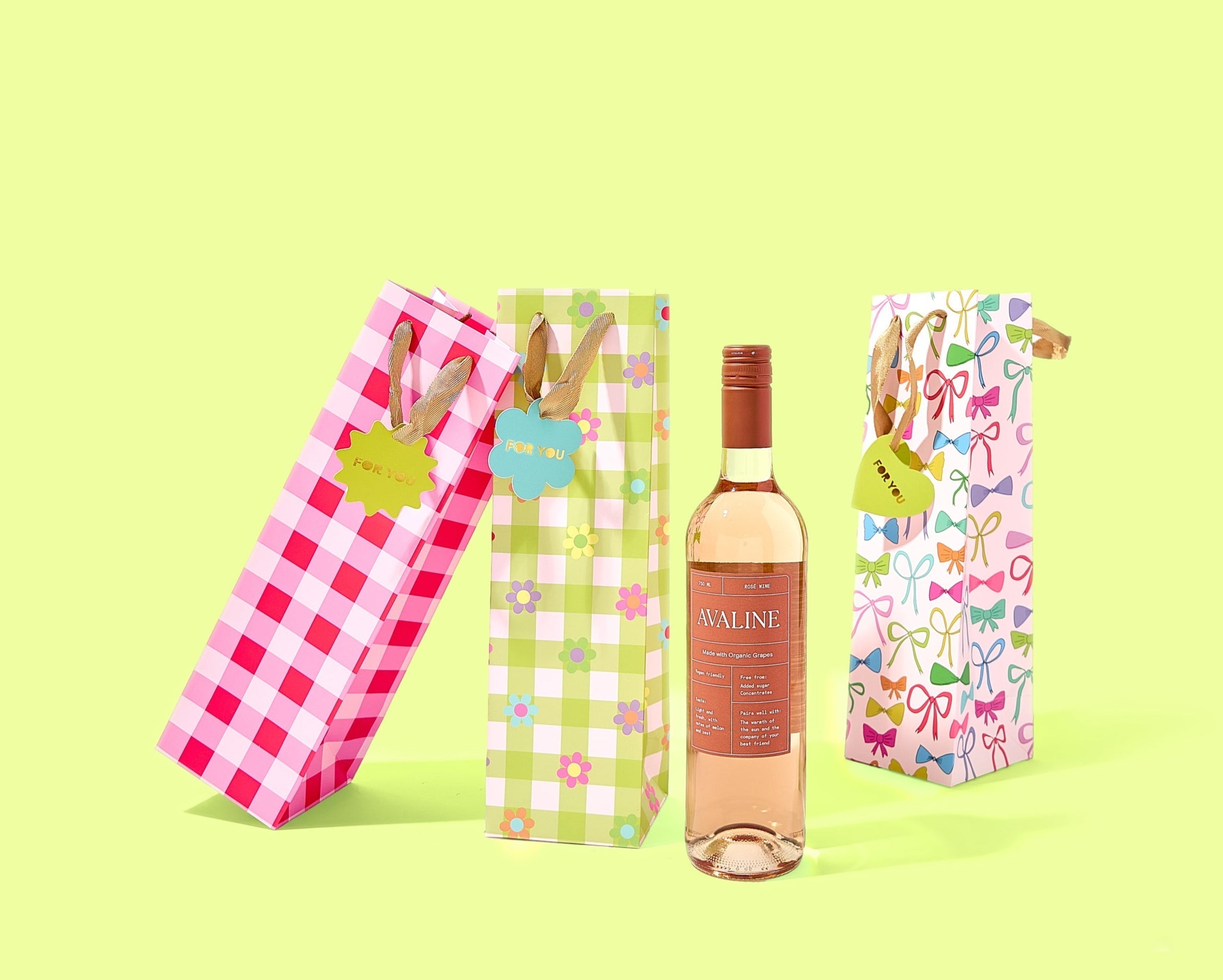 Gingham Flowers Gift Bags (3 sizes)