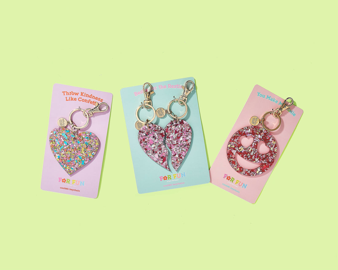 For Fun - Happy Confetti Heart Keychain