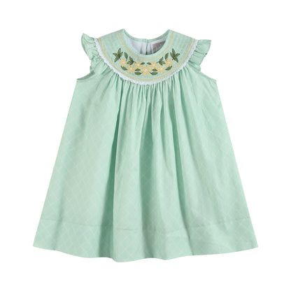 Aqua Daisy Smocked Bishop Dress