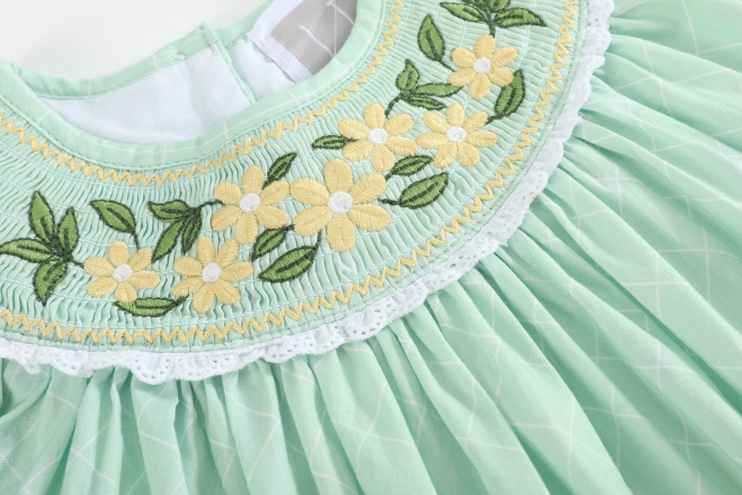 Aqua Daisy Smocked Bishop Dress