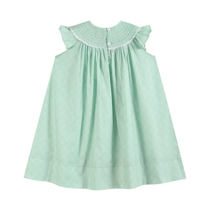 Aqua Daisy Smocked Bishop Dress