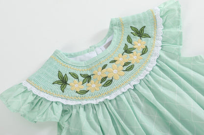 Aqua Daisy Smocked Romper