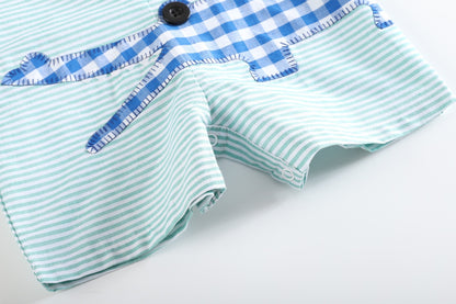 Aqua Striped Gator Shortall
