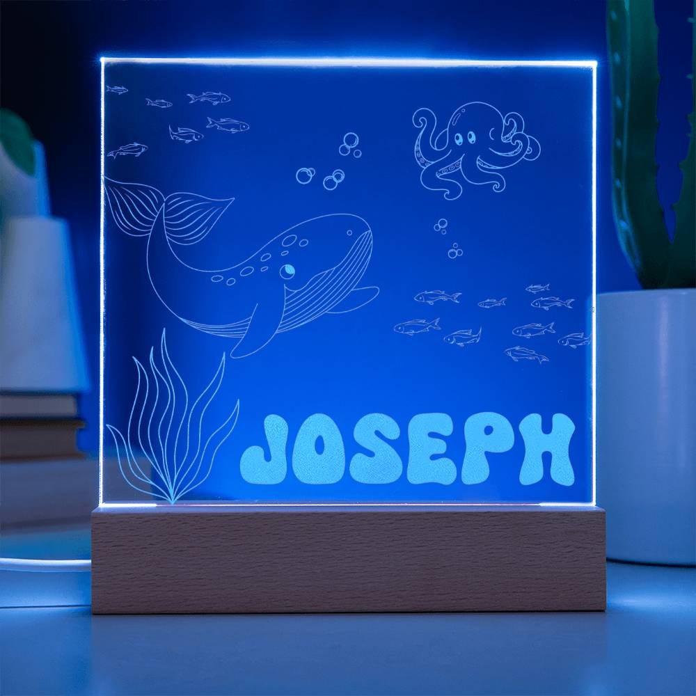 Under the Sea Custom Name Light | Personalized Bedroom LED Ocean Sign | Light up Name Sign | Daughter/Son gift, Custom Baby Boy Gift - Gathering Littles