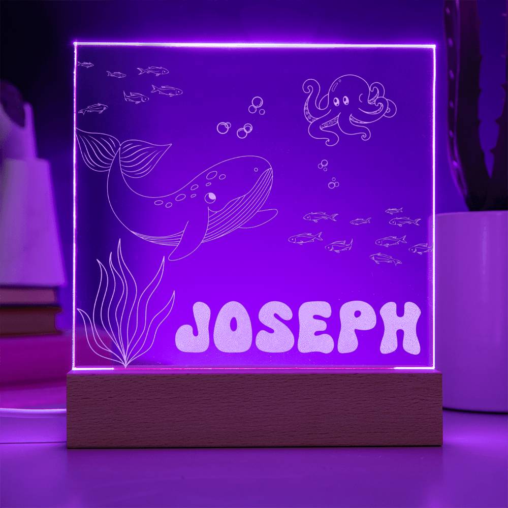 Under the Sea Custom Name Light | Personalized Bedroom LED Ocean Sign | Light up Name Sign | Daughter/Son gift, Custom Baby Boy Gift - Gathering Littles