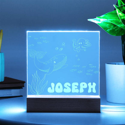 Under the Sea Custom Name Light | Personalized Bedroom LED Ocean Sign | Light up Name Sign | Daughter/Son gift, Custom Baby Boy Gift - Gathering Littles