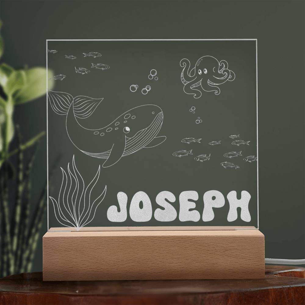 Under the Sea Custom Name Light | Personalized Bedroom LED Ocean Sign | Light up Name Sign | Daughter/Son gift, Custom Baby Boy Gift - Gathering Littles