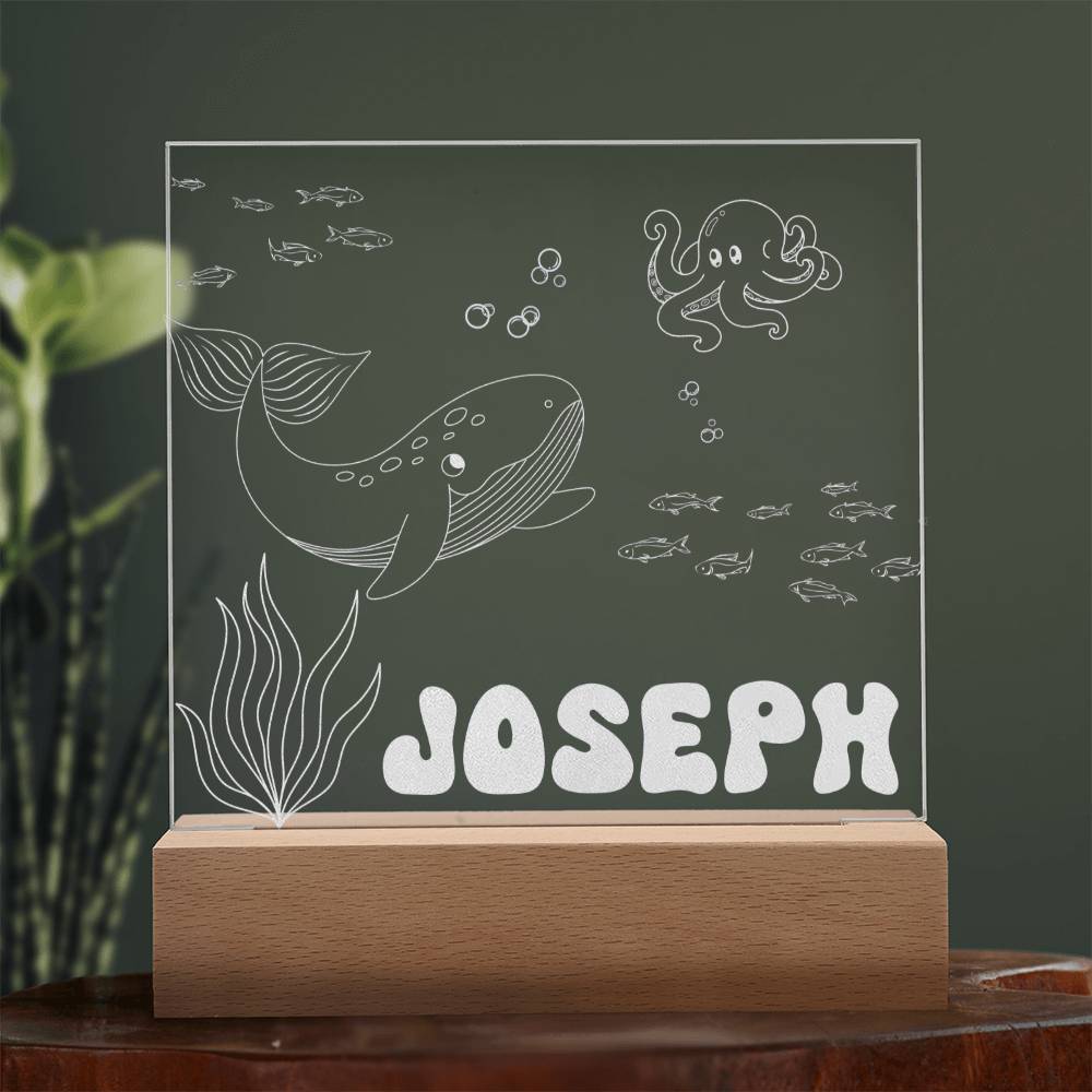 Under the Sea Custom Name Light | Personalized Bedroom LED Ocean Sign | Light up Name Sign | Daughter/Son gift, Custom Baby Boy Gift - Gathering Littles