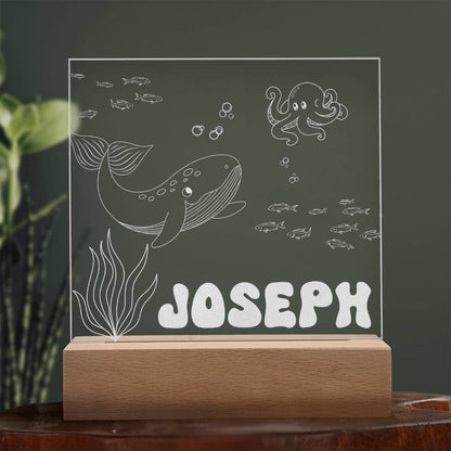 Under the Sea Custom Name Light | Personalized Bedroom LED Ocean Sign | Light up Name Sign | Daughter/Son gift, Custom Baby Boy Gift - Gathering Littles