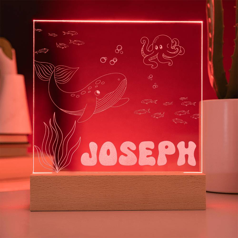 Under the Sea Custom Name Light | Personalized Bedroom LED Ocean Sign | Light up Name Sign | Daughter/Son gift, Custom Baby Boy Gift - Gathering Littles