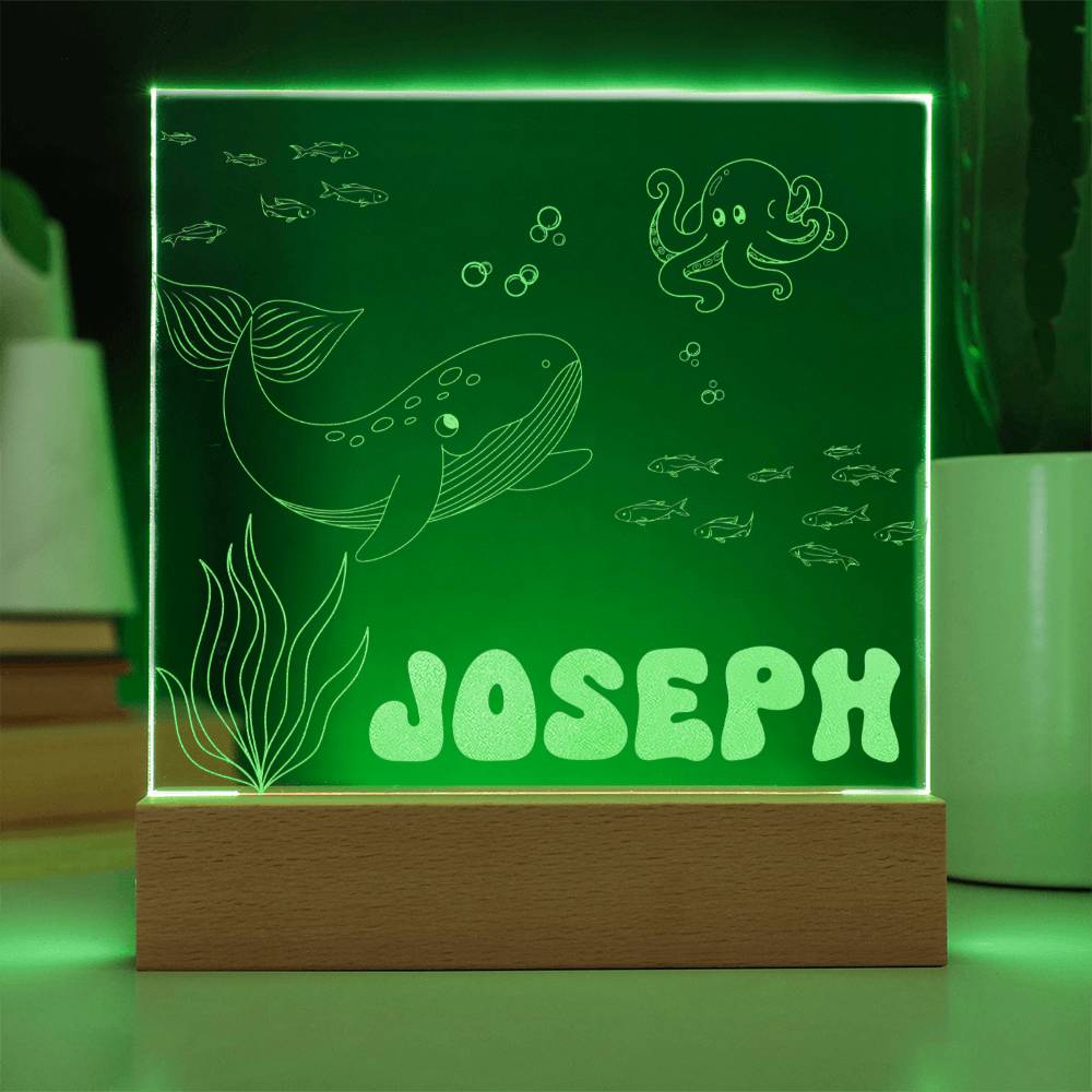 Under the Sea Custom Name Light | Personalized Bedroom LED Ocean Sign | Light up Name Sign | Daughter/Son gift, Custom Baby Boy Gift - Gathering Littles