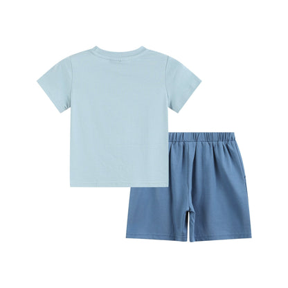 Blue ABC School Shirt and Shorts Set